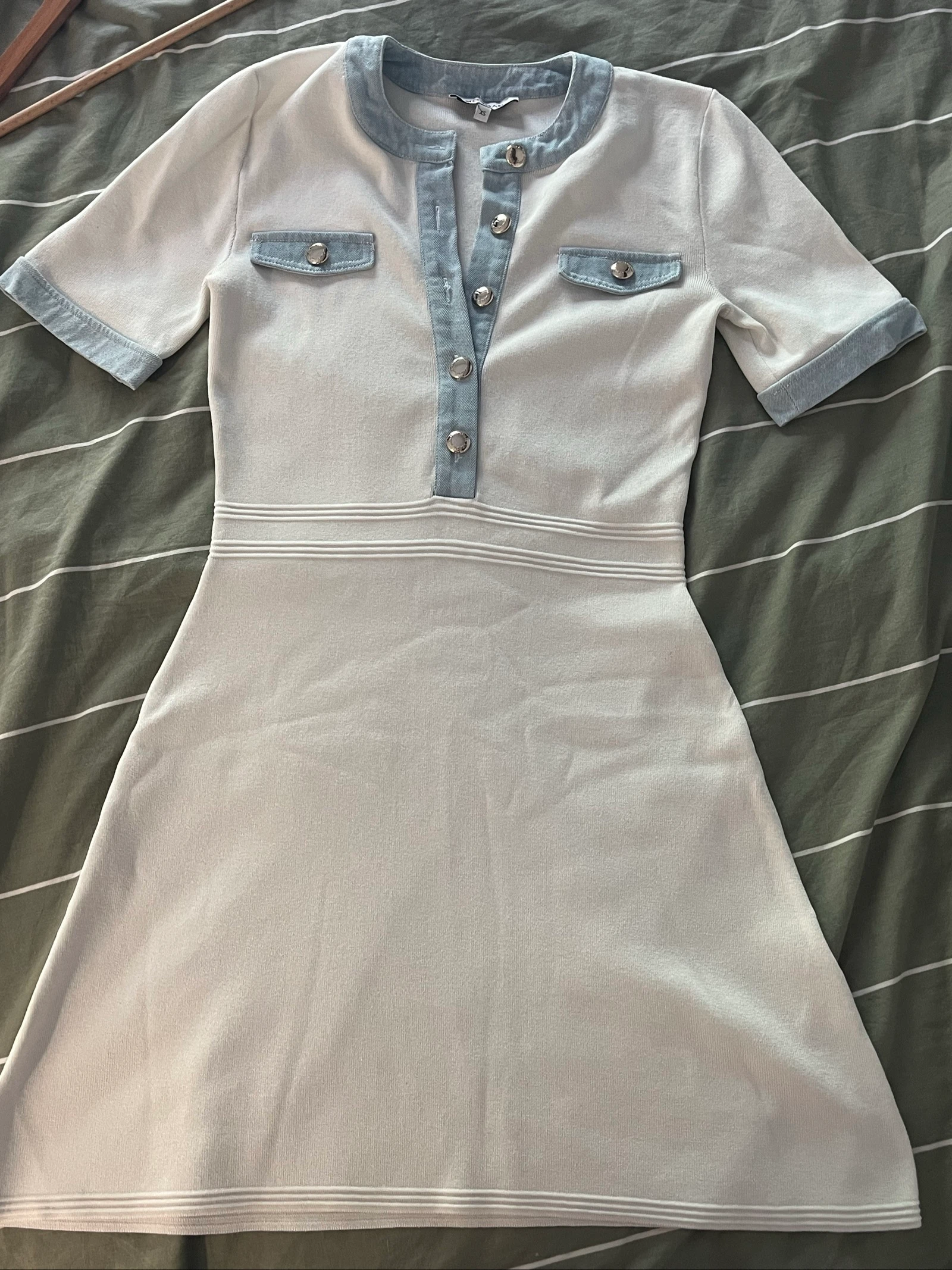Vestido polo branco e azul Morgan / 251-RMROME TXS – photo 3